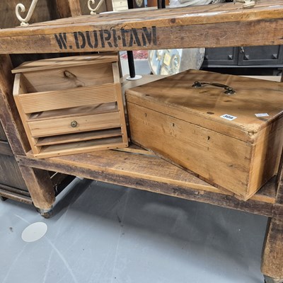 Lot 309 - A pine box and a spice rack.