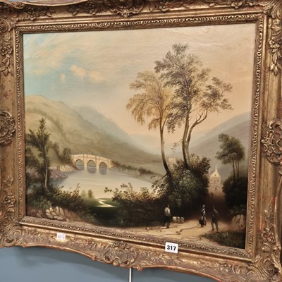 Lot 317 - 19th century oil on canvas, a rural scene with...