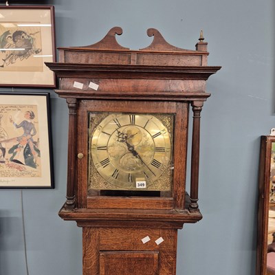 Lot 349 - An 18th century longcase clock with brass dial...