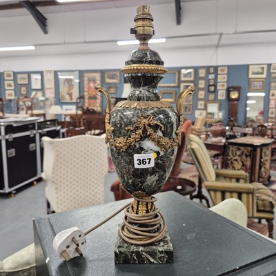Lot 367 - A gilt bronze and marble table lamp
