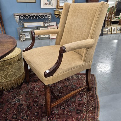 Lot 377 - A Georgian style Gainsborough chair.