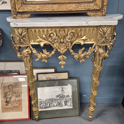 Lot 379 - A marble top gilt decorated console table. H...