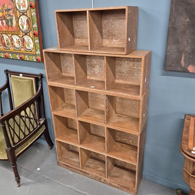 Lot 388 - Limed oak stacking bookcases. H 145 W 82 D 20cm