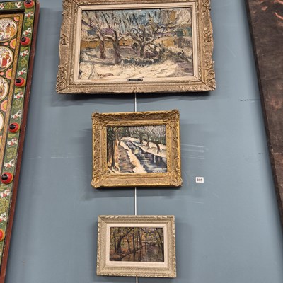 Lot 389 - Three early/ mid  20th century oil paintings