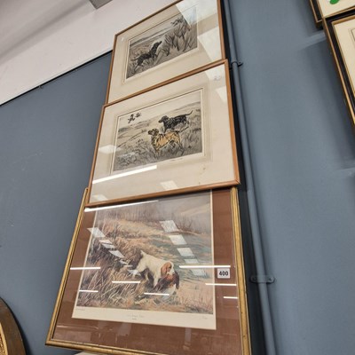 Lot 400 - Two etchings of sporting dogs and a further print