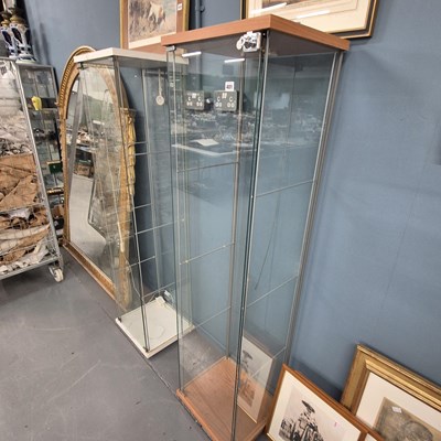 Lot 401 - Two display cabinets. H 164 W 43 D 37cm