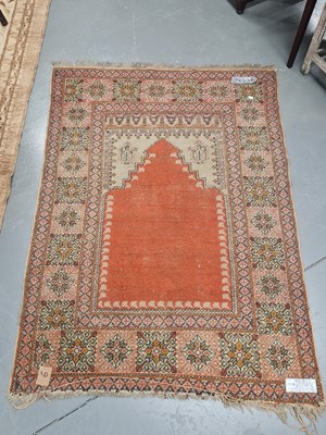 Lot 1176 - An antique Turkish prayer rug, 174cm x 126cm
