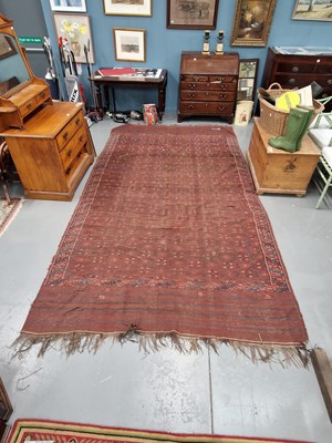 Lot 1180 - A large antique Turkoman flat weave rug 368 x...