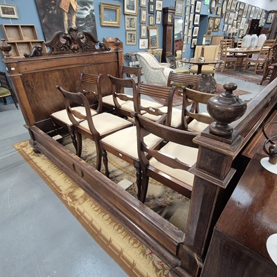 Lot 404 - An antique French mahogany double bed. H 125 W...