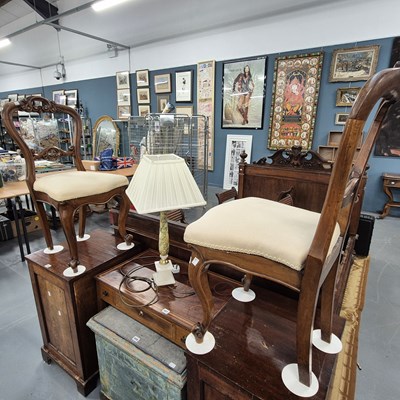 Lot 409 - A pair of balloon back bedroom chairs and a...