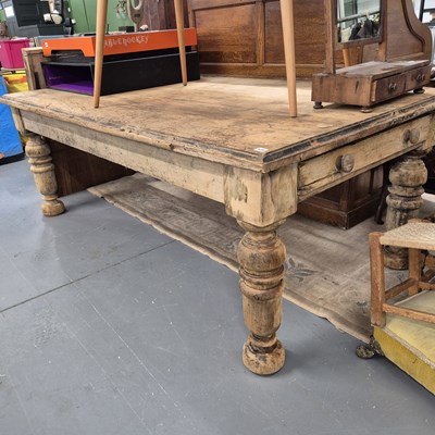 Lot 420 - A very large pine scullery /kitchen table with...
