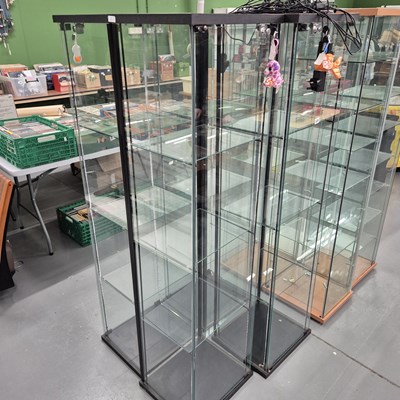 Lot 428 - Four upright display cabinets with led lights....
