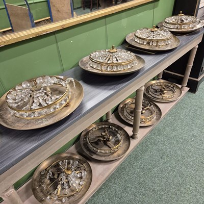 Lot 441 - A set of eight brass ceiling lights