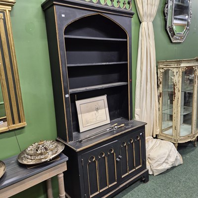 Lot 442 - A painted bookcase cabinet in the Gothic...