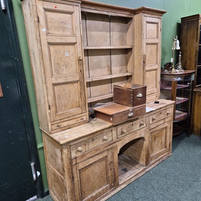 Lot 447 - A large Victorian pine dresser. H 215 W 189 D...