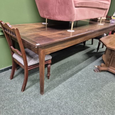 Lot 457 - A large farmhouse dining table together with...