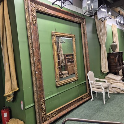 Lot 459 - A Very large faux walnut and gesso picture...