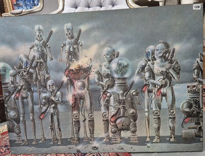 Lot 128 - After Jim Burns (c.1977) Robot line-up. colour...