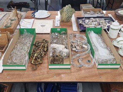 Lot 878 - Glass and ormolu chandelier parts to include a...