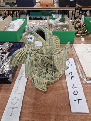 Lot 895 - A bronzed terracotta fish form vase