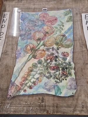 Lot 898 - A glass backed painted terracotta plaque...