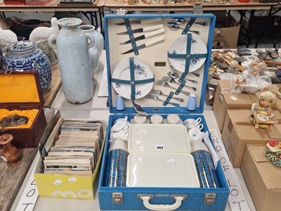 Lot 902 - A Brexton cased picnic set containing four...