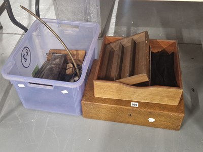 Lot 920 - An oak canteen for cutlery, wall display racks...