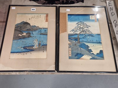 Lot 942 - Two Japanese woodblock prints bearing...
