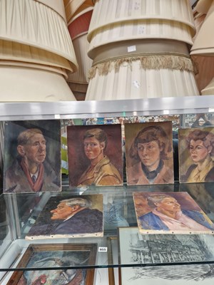 Lot 955 - A collection of unframed oil portraits by...