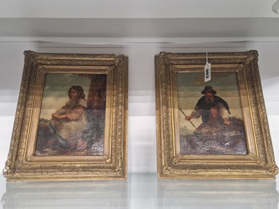 Lot 962 - A Victorian oil of a moorland traveller...