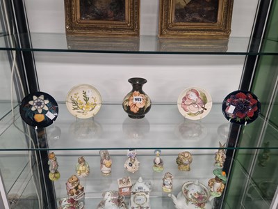 Lot 963 - Four Moorcroft small dishes together with a vase