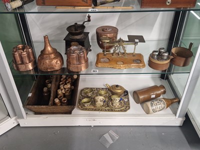 Lot 981 - A pair of copper jelly moulds, a coffee...