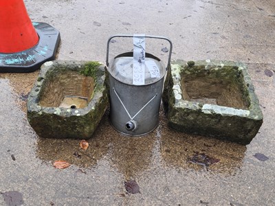 Lot 1251 - Two small stone planters together with a...