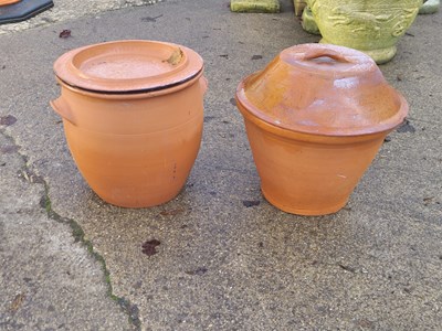 Lot 1255 - Two terracotta lidded crocks