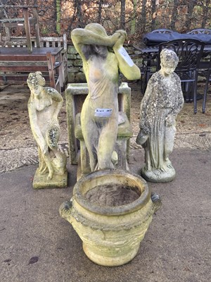 Lot 1258 - Three composition garden statues, an...