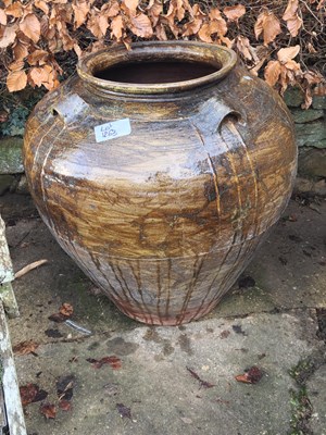 Lot 1263 - Three Eastern style garden urns, a statue with...