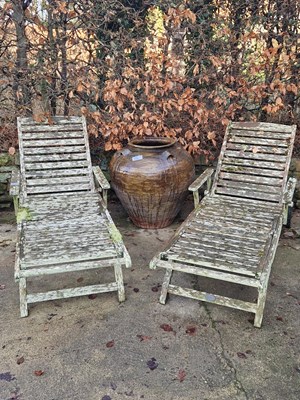 Lot 1267 - Two hardwood sun loungers
