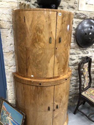 Lot 1306 - An Art Deco walnut demilune drinks cabinet,...