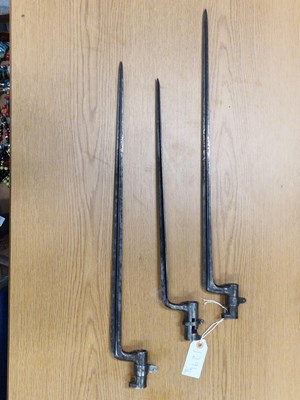 Lot 1294A - Three socket bayonets for Martini Henry rifles,...