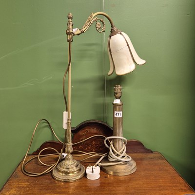 Lot 471 - Two table lamps together with a brass and...