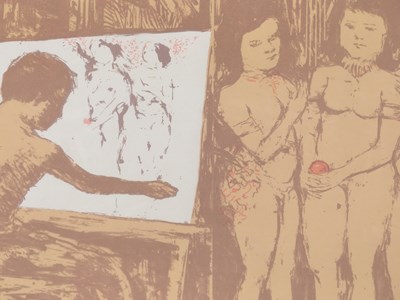 Lot 1144 - 20th century school, an artist seated at his...