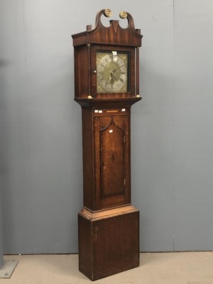 Lot 1212 - A 19th century mahogany banded oak long case...