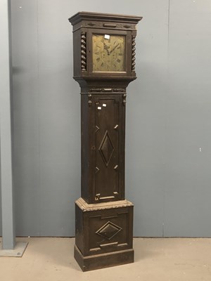 Lot 1217 - A 19th century stained oak long cased clock...