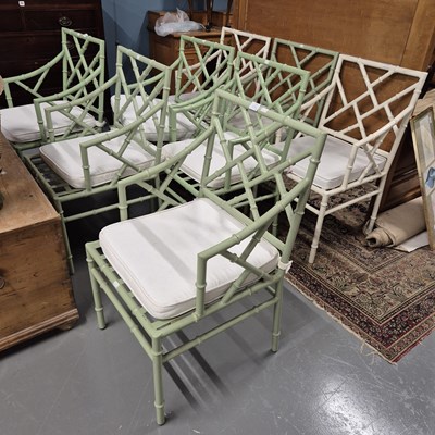 Lot 150b - A set of six faux bamboo iron cockpen back...