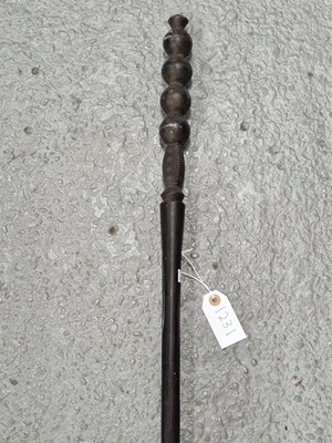 Lot 1231 - An African ebonised ceremonial staff, possibly...