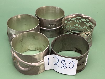 Lot 1280 - Three 1970s silver napkin rings by Jocelyn...