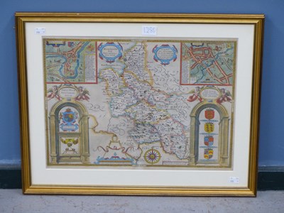 Lot 1286 - A double sided framed map of Buckinghamshire...