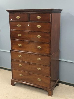 Lot 1298 - A 19th century mahogany chest on chest, the...