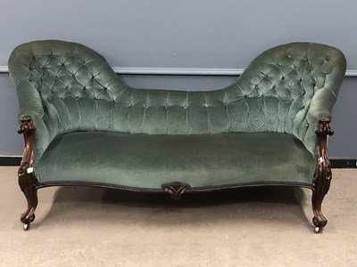 Lot 1302 - A Victorian rosewood settee, the twin back...