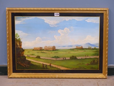 Lot 1326 - 19th century school, 'I Templi di Paestu 1846'....